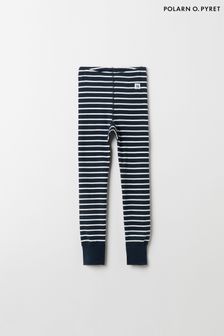 Polarn O. Pyret Blue Organic Cotton Striped Leggings (Q86480) | SGD 43
