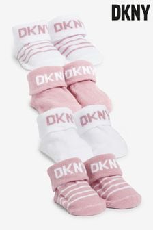 DKNY Jeans Pink Cotton Rich Baby Socks Gift Set 4 Pack (Q86554) | 79 QAR