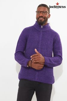 Purple chunky top knit cardigan