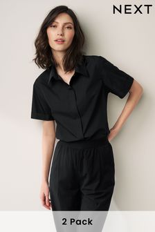 黑色 - 短袖襯衫 2 件組 (Q86663) | NT$1,120