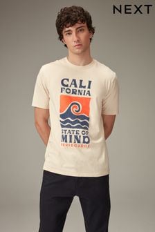 Ecru Wave Summer Block Print T-Shirt (Q86985) | SGD 28