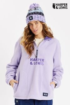 Harper & Lewis Purple Camille 1/4 Zip Polar Fleece (Q87005) | $121