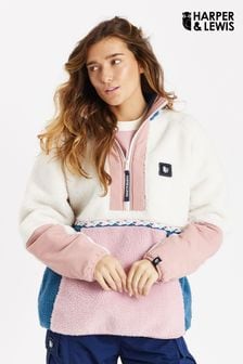 Bluză din fleece cu fermoar 1/2 și blană sintetică model borg Harper &Lewis Aveline (Q87007) | 418 LEI