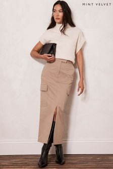 Mint Velvet Brown Cotton Cargo Skirt (Q87053) | 152 €