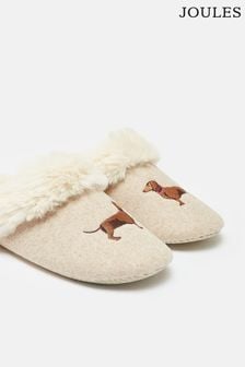 Joules Slippet Luxe Oatmeal Embroided Slippers (Q87108) | €42