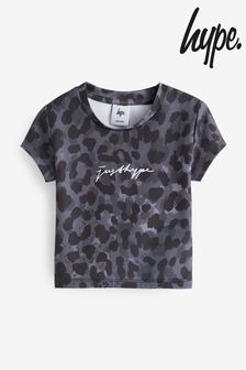 Hype. Kids Mono Leopard Print Black T-Shirt
