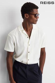 Reiss Ecru Hunt Textured Cuban Collar Shirt (Q87398) | €99