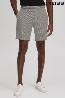 Reiss Black/White Stream Striped Adjuster Shorts (Q87414) | OMR66