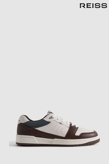 Reiss Brown Astor Leather Lace-Up Trainers (Q87422) | 1,235 QAR