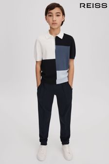 Reiss Blue Delta Junior Colourblock Half-Zip Polo Shirt (Q87444) | €60
