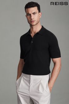 Reiss Navy Manor Slim Fit Merino Wool Polo Shirt (Q87455) | SGD 243