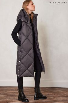 Mint Velvet Grey Longline Quilted Gilet (Q87493) | €122