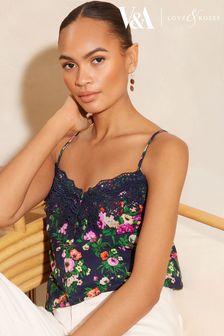 V&A | Love & Roses Navy Blue Lace Trim Camisole (Q87496) | €43