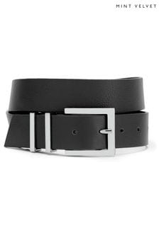 Mint Velvet Black Black Leather Buckle Belt (Q87535) | ₪ 246