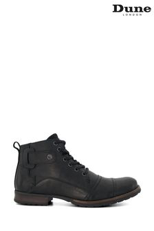 Dune London Black Heavy Duty Leather Simon Ankle Boots (Q87551) | $206