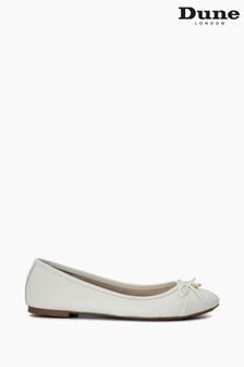 Dune London White Hallo Charm Trim Ballet Shoes (Q87602) | SGD 126