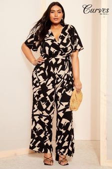 Curves Like These Flutter Sleeve Wide Leg Jumpsuit