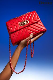 Красный с хромированной отделкой - маленькая стеганая сумка через плечо Dune London Regent (Q87682) | €212