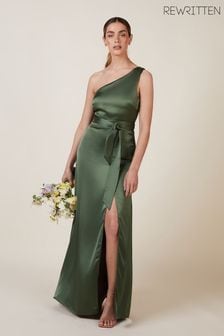 Rewritten Green Porto One Shoulder Bridesmaid Dress (Q87848) | $237