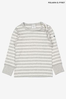 Polarn O. Pyret Grey Organic Cotton Striped Top (Q87969) | €26