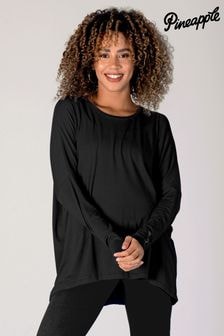 Pineapple Black Womens Script Long Sleeves Top (Q88077) | $43