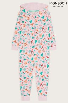 Розовая трикотажная пижама с рождественским принтом Monsoon (Q88258) | €33 - €38
