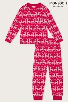 Czerwona piżama Monsoon z dżerseju z motywem renifera (Q88275) | 75 zł - 87 zł