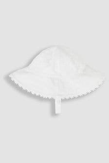 JoJo Maman Bébé White Broderie Floppy Hat (Q88283) | €23