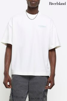River Island Cream Regular Fit Luminis T-Shirt (Q88299) | €36