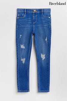 River Island Blue Girls Ripped Skinny Fit Jeans (Q88303) | $40 - $57