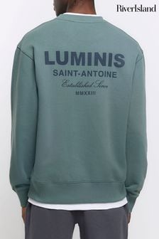 River Island Green Luminis Washed Crew Neck Sweat Top (Q88323) | 27 €