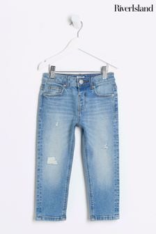 River Island Blue Boys Mid Wash Skinny Fit Jeans (Q88366) | Kč635