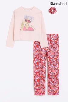 River Island Girls Grafik Pyjama Set für Mädchen (Q88367) | 34 €