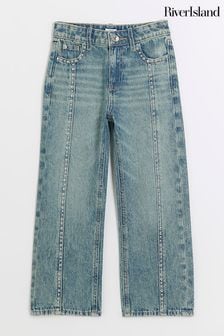 River Island Blue Girls Mid Studded Straight Fit Jeans (Q88373) | €32 - €43