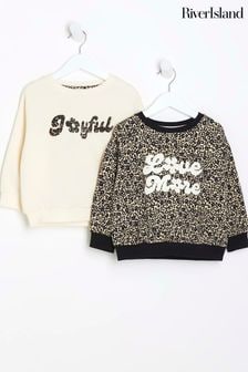 River Island Brown Girls Brown Leopard Sweat Multipack (Q88375) | AED62