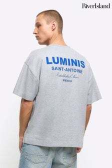 River Island Grey Oversized Fit Luminis T-Shirt (Q88410) | €29