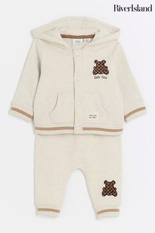 River Island пиджак-бомбер и спортивные брюки для мальчиков Cream медведя (Q88420) | €42