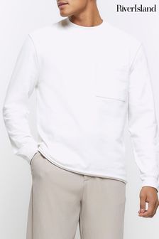 River Island Cream Regular Fit Cuff Pocket T-Shirt (Q88468) | kr400