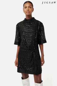 Jigsaw Black Waterfall Sequin Mini Dress (Q88490) | $282