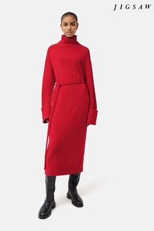 Jigsaw Red Merino Slouchy Jumper Dress (Q88522) | ₪ 885