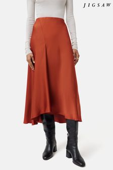 Jigsaw Orange Satin Bias Asymmetric Skirt (Q88531) | €54