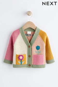 粉色/綠色/土黃色拼色 - 嬰兒針織開襟毛衣 (0個月至3歲) (Q88532) | NT$710 - NT$800