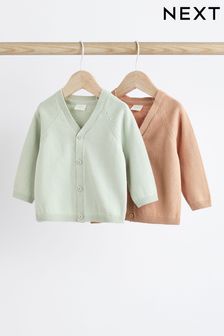 Rust Brown/Sage Green Baby Knitted Cardigans 2 Pack (0mths-2yrs) (Q88538) | Kč530 - Kč605