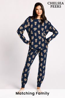 Chelsea Peers Blue Cockapoo Print Crewneck Long Pyjama Set (Q88643) | ₪ 177
