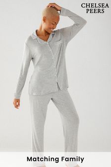 Chelsea Peers Grey Button Up Long Pyjamas Set (Q88646) | €66