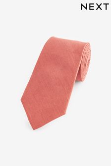 Coral Red Linen Tie (Q88739) | $28