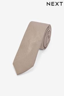 Light Neutral Brown Slim Twill Tie (Q88742) | AED37
