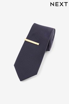 Violett - Slim Fit - Texturierte Krawatte und Krawattennadel im Set (Q88760) | 21 €