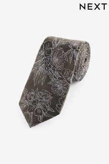 Textured Green Floral Silk Pattern Tie (Q88778) | 99 QAR