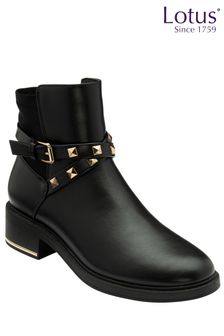 Lotus Black Olive Ankle Boots (Q88817) | 322 QAR